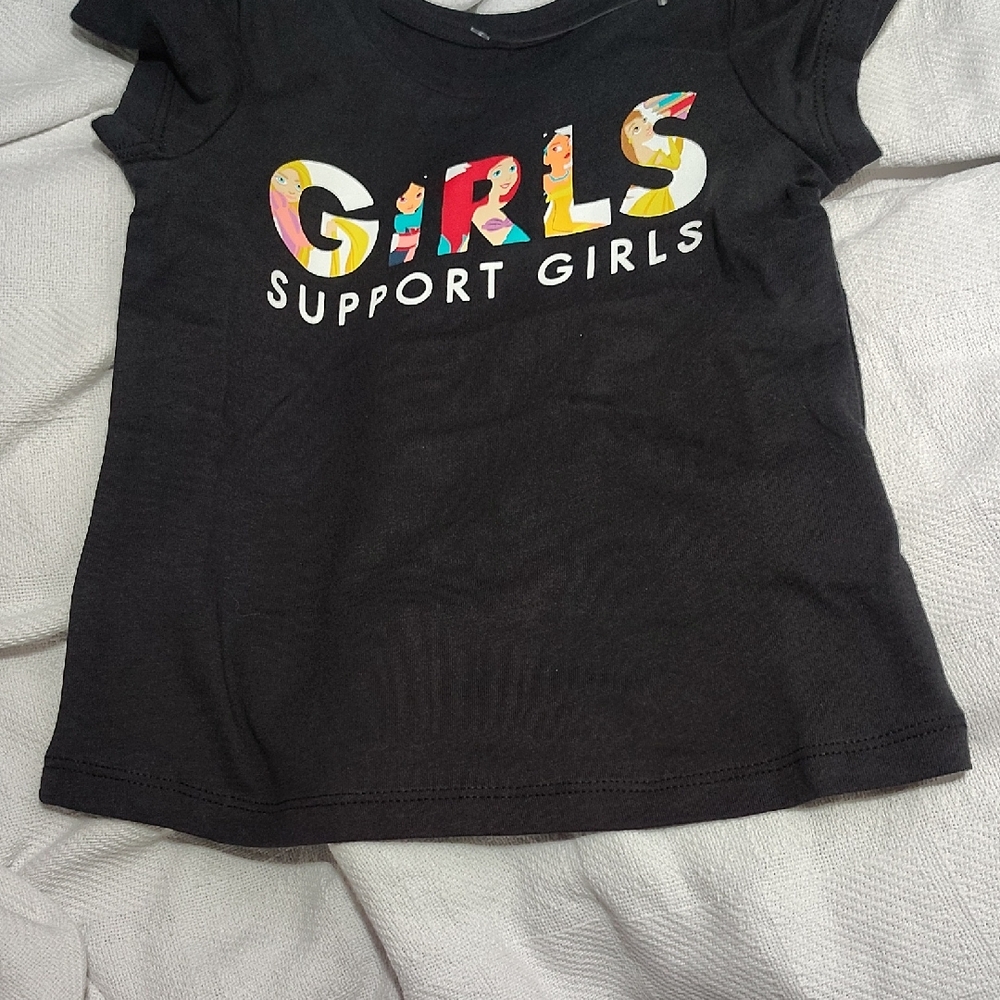 Nwot Disney Black Tee with Colorful GIRLS Graphic